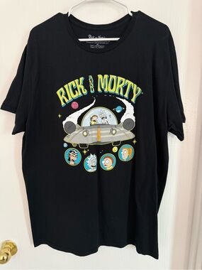 Rick And Morty Space Cruiser Black Graphic Tee Shirt XL